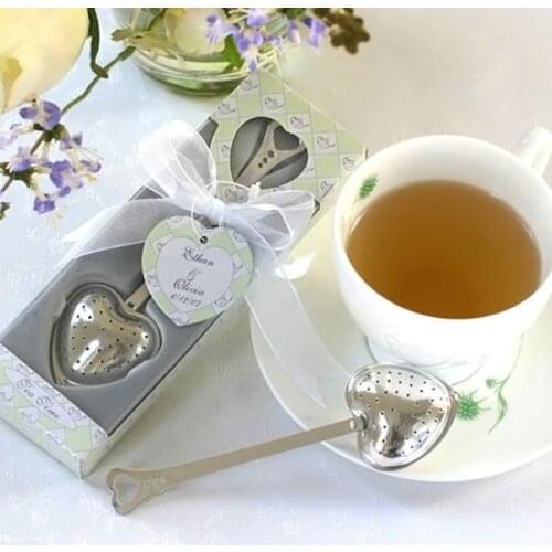 Heart Design Spoon Tea Infuser Filter Wedding Souvenir Bridal Shower Favor Gift PAK55