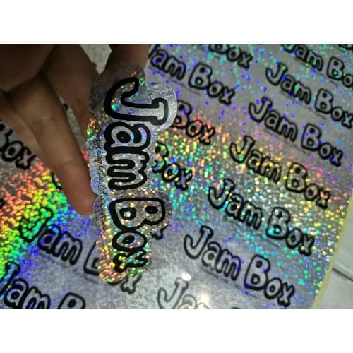 Custom Logo Holographic Sticker Labels With Black Color Printing
