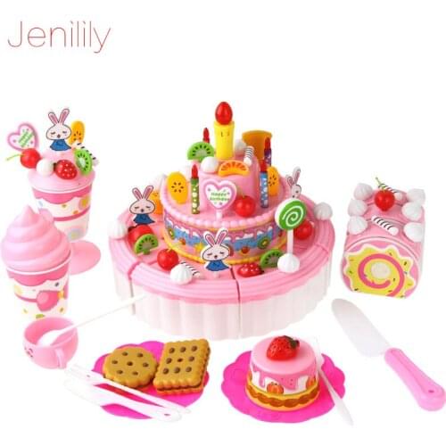 Jenilily Kitchen Toys for Girls Pretend Play Cutting Birthday Cake Food Toy Kitchen for Children Play House Toys cocina de jugu