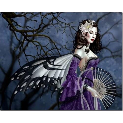 Full square round drill diy diamond painting Butterfly fairy 5d diamond mazayka embroidery Diamond Mosaic Woman home decor A1169