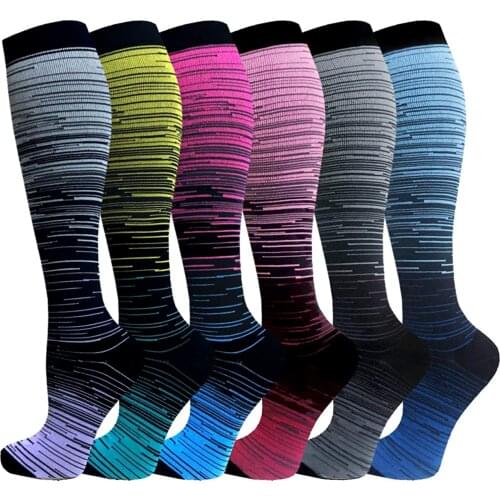 Compression Socks for Men and Women 6 Pairs Per Set 20-30 MmHg Nursing Athletic Travel Flight Socks Compression Knee High