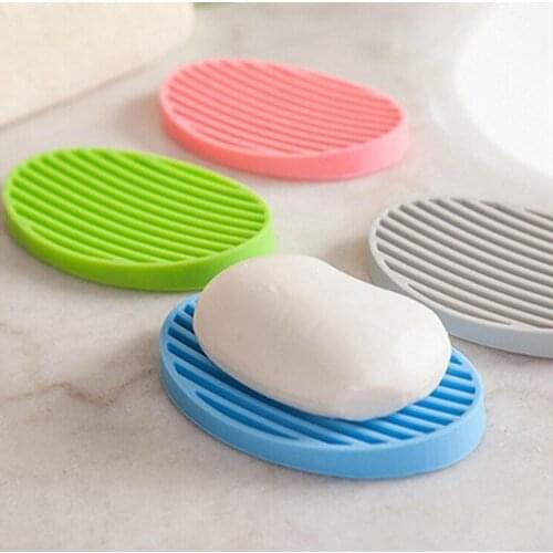 Creative Silicone Flexible Soap Plate Holder Bathroom Toilet Soapbox Soap Dish