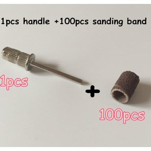 MAOHANG 100pcs Beauty Nail Art Accessories Sanding Ring Band With 1pcs silver Grip Sanding Bands Nail Drill Manicure Tool