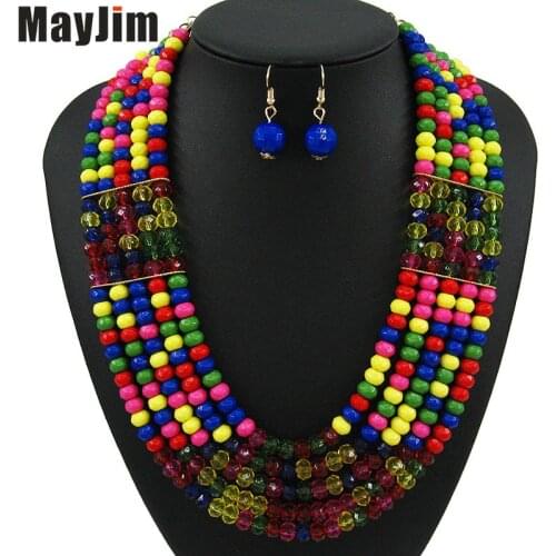MayJim Statement fashion jewelry sets Handmade gold chain black african nigerian crystal bead dubai jewelry sets Vintage