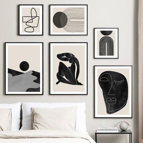 Minimalist Abstract Naked Girl Sunrise Wall Art Canvas Painting Nordic Posters And Prints Wall Pictures For Living Bedroom Decor