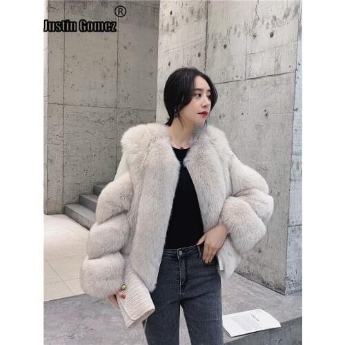 Fashionable Lady Charming Women Warm Short Version Solid Color Winter Jacket for Women Slim Outwear Luxury Natural Fox Fur Coat