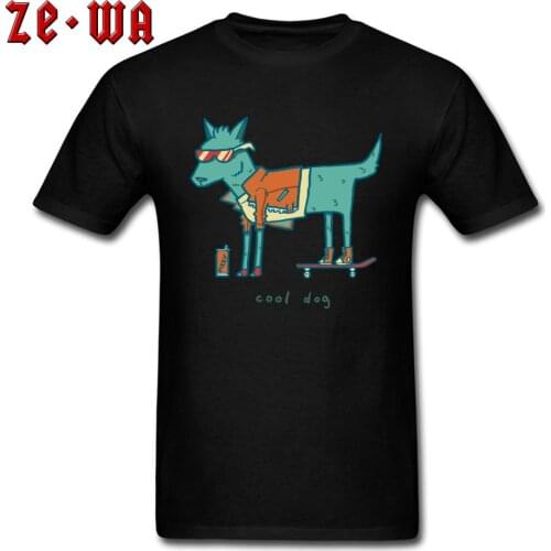 100% Cotton Men T-shirt Cool Dog Tshirts Hip Hop Skater T Shirt 2018 Hot Sale Printed Tops Tees Wholesale Funny Clothing Black