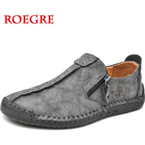 Autumn Men Shoes New Split Leather Mens Shoes with Lightweight Breathable High Quality Moccasins Slip On Loafers Men Flat Shoes