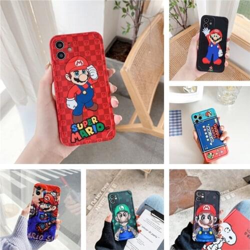 Super Mario Cartoon Anti-fall Mobile Phone Case for Iphone 7 8Plus X Xr Xs Max 11 12 Promax 12 Mini Cute Soft Shell Cover