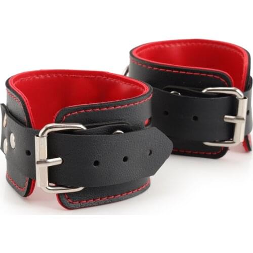 Sexy Adjustable PU Leather Plush Handcuff Ankle Cuff Restraints Bondage Sex Toy Muply Restraints Sex Bondage Exotic Accessories