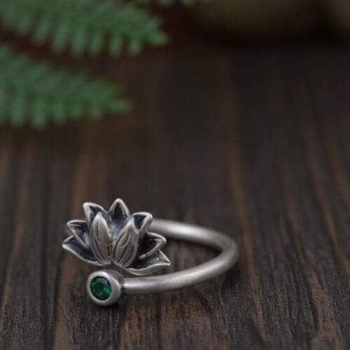 The New Fashion Wholesale Jewelry Line S925 Pure Silver Lotus Flower Ring Thai Silver As Ancient Craft New Gift