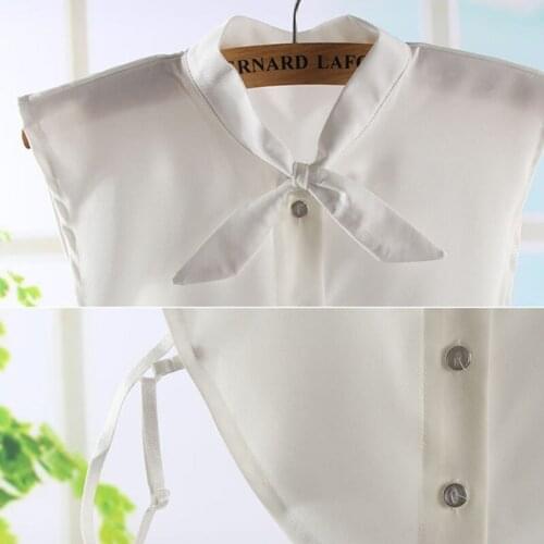 40GC Women Pure Color Bow Detachable Lapel Choker Necklace Shirt Fake False Collar