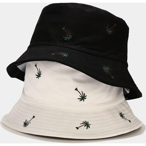 Cotton Tree Embroidery Bucket Hat Fisherman Hat Outdoor Travel Sun Cap Hats for Men and Women 279