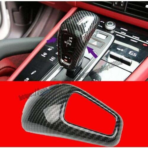 Fit For Porsche Cayenne 2018-2019 ABS Carbon fiber Gear Shift Knob Cover Trim 1pcs