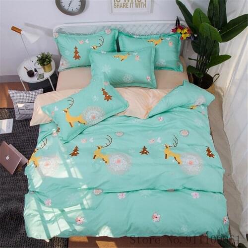 Elk Deer Bedclothes Duvet Cover Pillowcase Flat Bed Sheet 3/4Pcs Bedding Sets Children Adult Bed Linen King Queen Home Textiles