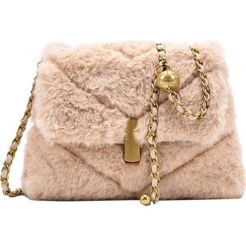 Luxury Feminine Bolsa Faux Fur Bags For Women Winter Handbag Shoulder Messenger Crossbody Bag Females Tote Top-handle Bag