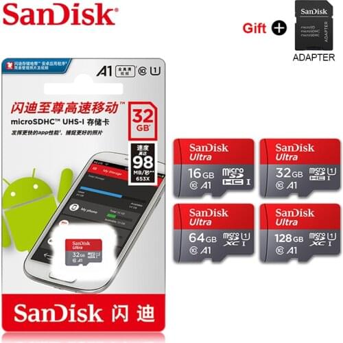 Original SanDisk Memory card 16GB 32GB 64GB Class10 128GB 256GB 120MB/s UHS-I flash micro SD Card C10 Ultra A1 microSDHC/SDXC