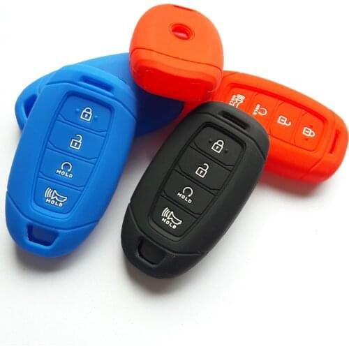 Silicon Key Holder Cover Skin Case For Hyundai 2017 2018 Azera ix35 tucson accent santa fe Solaris ELANTRA 4 Button Smart Shell