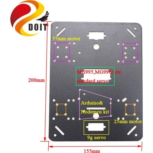 SZDOIT Aluminum Alloy Metal Panel RC Robot Tank Plate Chassis Board Multi-functional Platform for Arduino NodeMCU