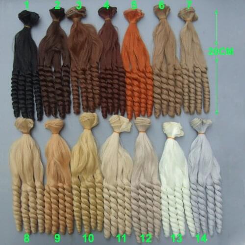 Free shipping 20 cm high temperature heat resistant doll hair for 1/3 1/4 1/6 BJD diy curly doll wigs