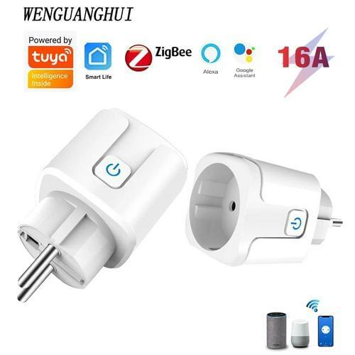 Tuya Zigbee EU Smart Socket Plug Smart Home Wireless Remote Voice Control App Power Monitor Outlet Timer Socket For Google Alexa