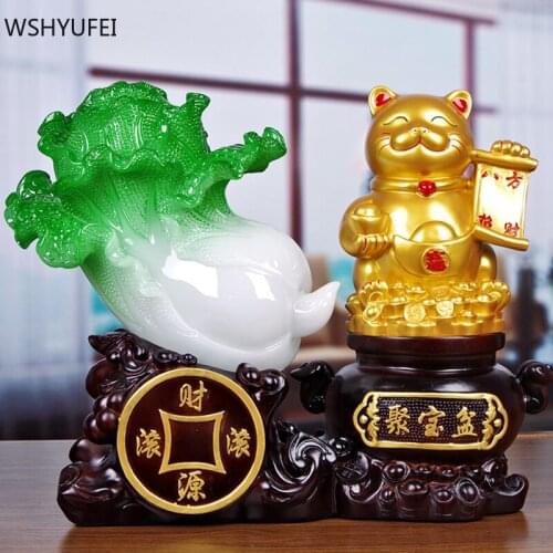 Creativity Resin Lucky Cat Office Desktop Decoration Home Auspicious Sculpture Ornaments Study Bogu Frame Decor Crafts
