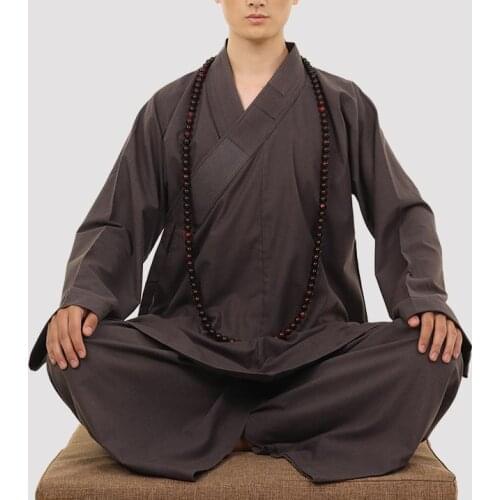 Unisex high quality cotton&linen buddhist shaolin monk kung fu suits martial arts uniforms zen lay lohan clothing Autumn&Spring