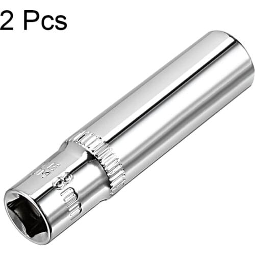 Uxcell 2Pcs 1/4-inch Drive 8mm Cr-V 6-Point Deep Socket for Heavy-duty Pneumatic Tools