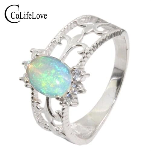 Vintage opal silver ring 6 mm * 8 mm natural opal ring solid 925 sterling silver opal jewelry can choose stone before order