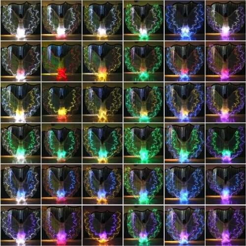 Vlinder vleugels Prop Women Dance Accessories led costume Wings Girls LED Wings Belly Dance 36 Colors-changing