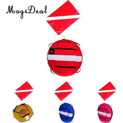 High Visible Freediving Buoy Float with Diver Down Flag for Scuba Diving, Spearfishing, Snorkeling, Freediver - Various Colors