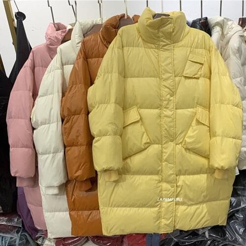 Hight Quality Bread Parkas Thick Warm Outwear 2021 Winter New Loose Women Long Puffer Jackets Korean White Duck Down Female Coat