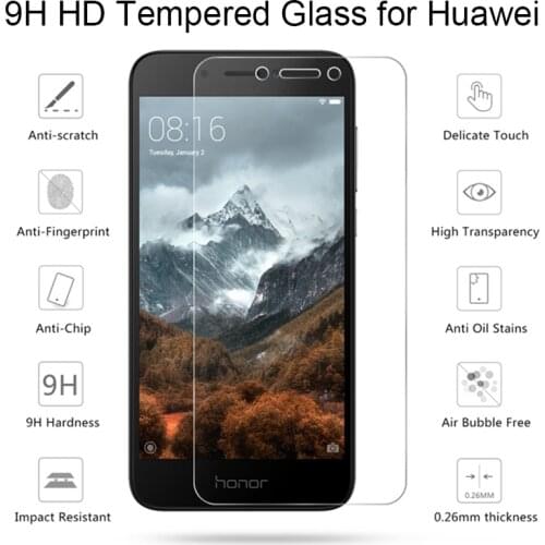 9H 2.5D Tempered Glass For Huawei Y3 Y5 Y6 II Y7 Prime 2017 Honor 6X 6C P9 Plus Lite GLASS Protective Film Screen Protector