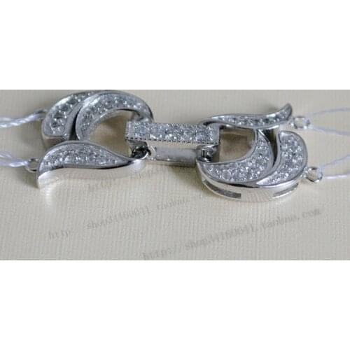 925 silver quality double row pearl necklace clasp diamond zircon 2 bracelet necklace clasp