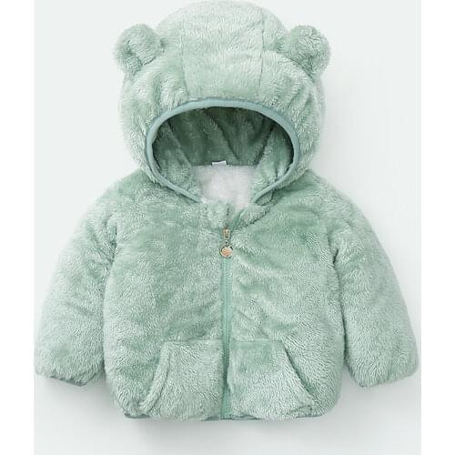 1-5Y Baby Lamb Wool Coat for Girl Fashion Long Sleeve Hooded Jacket 2021 Autumn Winter New Thicken Warm Kids Clothes Boys Outfit