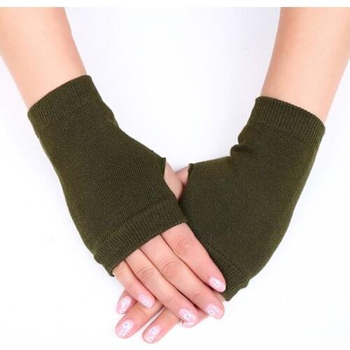 Winter Gloves Female Fingerless Gloves Without Fingers Women Cashmere Warm Gloves Hand Wrist Female Warmer Solid Mittens 2020
