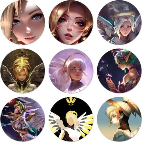 Overwatchs Mercys Icons Pins Badge Decoration Brooches Metal Badges For Backpack Decoration 58mm