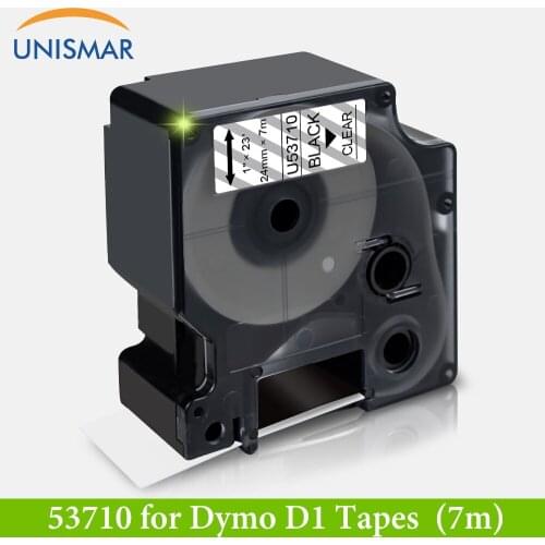 1" (24mm) D1 Label Tape Black on Clear 53710 Label Maker for DYMO Printer Ribbon fit Dymo LabelManager 450D 500TS Wireless PnP