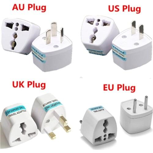 100pcs US EU AU To UK Plug Adapter American Australian European British AC Travel Power Adapter Socket Electric Charger Outlet