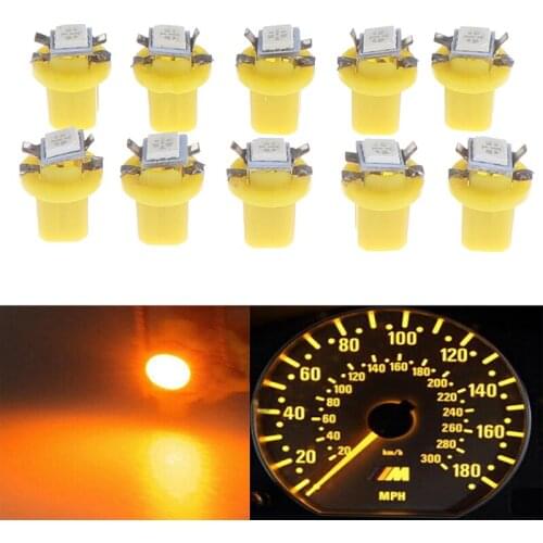 10x Car T5 B8.5d 5050 Instrument Panel Instrument Speed Led Bulb 12v Yellow Suitable For Most Vehicles
