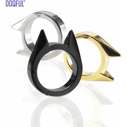 150pcs/lot Survival Emergency Finger Ring Personal Outdoor Safety Protection Woman Self Defense Stainless Steel Rings Wholesale