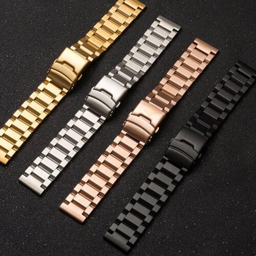 18 19 20MM 21 22MM 23 24MM 25 Watchband Flat Interface Solid Stainless Steel Band Vacuum Plating Wristband Safety Floding buckle