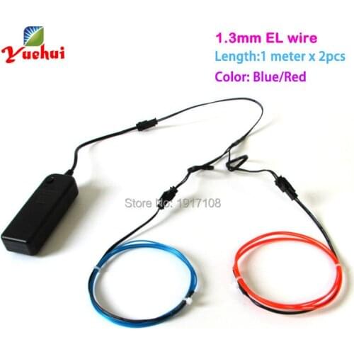2021New 1.3mm 1Meter 2pieces Blinking EL Wire tube rope flexible neon light with 3V inverter for toys/craft Wedding decoration