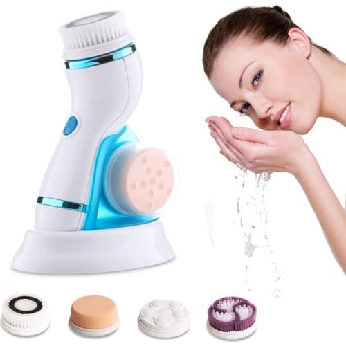 4 in 1 Electric Face Cleansing Face Rotating Cleansing Brush Silicone USB Facial Cleansing Brush Skin Care Machine Brush Cleaner