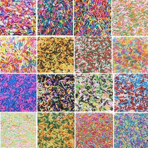 500g Long Mixe Polymer Soft Clay Gracile Cylindrical Candy Sprinkles for Delicious Cake Decoration DIY Crafts Filler Accessories