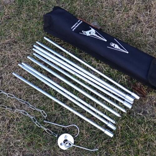 9pcs BBQ Bracket Stainless Steel Folding Tripod Bracket Stove Holder Outdoor Camping BBQ Barbecue Grill Accessories