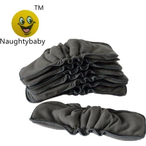 Free Shipping Bamboo Charcoal inserts with gussets 3+2 Baby Cloth Diaper pads Nappy Inserts For Baby Diapers