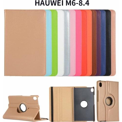 Case For Huawei M6 8.4" 360 Degree Rotating PU Leather Flip Stand Folding Folio Cover For Huawei MediaPad M6 8.4 Tablet+pen