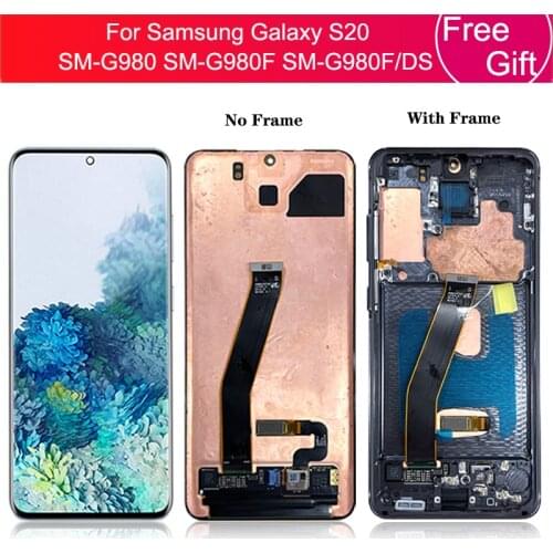 Sreen S20 For Samsung Galaxy S20 Lcd G980 G980F Display Touch Screen Digitizer with Frame For Samsung s20 LCD repair part 6.2