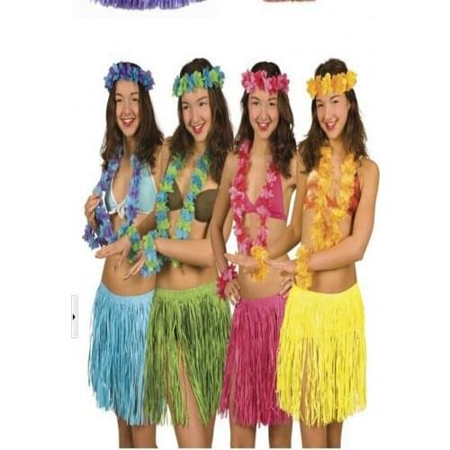 Artificial Plastic Fibers Hawaiian Grass Dance Skirt Game Performance Costumes Fans Cheer Accessories Party Decoration (Set of 5
